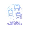 Take public transportation blue concept icon