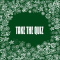 TAKE THE QUIZ on green banner with flowers.