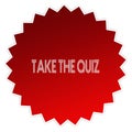 TAKE THE QUIZ on red sticker label.