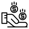 Take rest money coin icon, outline style