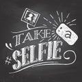 Take a selfie on blackboard Royalty Free Stock Photo