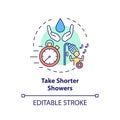 Take shorter showers ideas concept icon