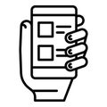 Take smartphone vote icon, outline style