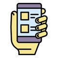 Take smartphone vote icon color outline vector