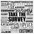 Take the Survey word cloud collage, business concept background