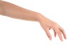 Take up or appease with one hand on a white background Royalty Free Stock Photo