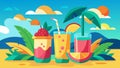 Take your taste buds on a tropical vacation with every sip of our fresh smoothies.. Vector illustration.