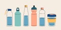 Take your water bottle. Refillable glass, plastic or metal bottles