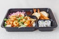 Bento lunch plastic box. Japanese and asian cuisine Royalty Free Stock Photo