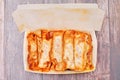 Takeaway box of  fired dumpling Royalty Free Stock Photo