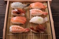 Takeaway box tray assorted sushi japanese food Royalty Free Stock Photo