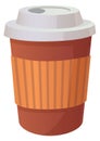 Takeaway coffee cup. Hot drink takeout cartoon icon