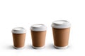Takeaway coffee cups in diffrent sizes Royalty Free Stock Photo