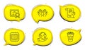Takeaway coffee, Safe water and Report icons set. Cpu processor sign. Vector