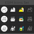 Takeaway and delivery option dark theme icons set Royalty Free Stock Photo