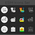 Takeaway and delivery option dark theme icons set Royalty Free Stock Photo