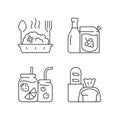 Takeaway and delivery option linear icons set Royalty Free Stock Photo