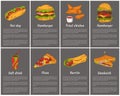 Takeaway Fast Food Posters Set. Ice Cream, Hot Dog Royalty Free Stock Photo