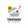 Takeaway food logo banner dilicious meal menu service