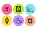Takeaway, Horizontal chart and Share idea icons set. Hdd, Trophy and Reject signs. Vector