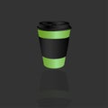 Takeaway Hot coffee cup, Can be any kind of hot drink like Hot green tea latte, Hot latte coffee or Cappuccino in Lime-green paper