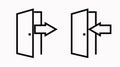 Door and Arrow Icons, Entry and Exit Icon or Sign Set