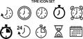 Vector Isolated Time and clock line icons. Royalty Free Stock Photo