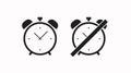 Alarm Clock Icon. Vector isolated black and white Royalty Free Stock Photo