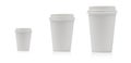 Takeaway paper coffee cup different size isolated on white background Royalty Free Stock Photo