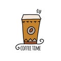 Takeaway paper coffee cup icon, sketch for your design