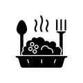 Takeaway porridge bowl black glyph icon Royalty Free Stock Photo