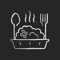 Takeaway porridge bowl chalk white icon on black background Royalty Free Stock Photo