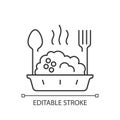 Takeaway porridge bowl linear icon Royalty Free Stock Photo