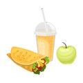 Takeaway Products for Snack Break with Sandwich and Juice Vector Illustration