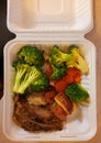 Takeaway rost Beef dinner with vegetables