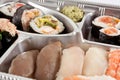 Takeaway sushi tray opened Royalty Free Stock Photo