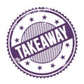 TAKEAWAY text written on purple indigo grungy round stamp