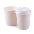 Takeaway White paper coffee cup isolated on a white background. Royalty Free Stock Photo