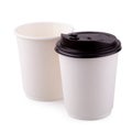 Takeaway White paper coffee cup isolated on a white background. Royalty Free Stock Photo