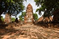 Pagoda and Buddha sculptures in Ayutthaya historical park, Thailand