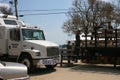 Disaster Relief Truck arrives to pick up supplies from Air Force personnel