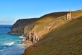 Sun shines at Towanroath Pumping Engine House Wheal Coates St Agnes Cornwall, UK Royalty Free Stock Photo