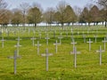 Rows of graves of German WW1 soldiers in the Neuville-St Vaast German War Cemetery, France.