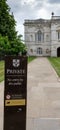 No Entry sign seen at the entrance to a Cambridge University college, showing the grand architecture. Royalty Free Stock Photo