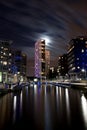 Moon above Clarence Dock - Leeds Royalty Free Stock Photo