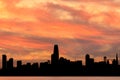 San Francisco Waterfront Sunset silhouette. Royalty Free Stock Photo