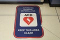 AED defibrillator floor decal