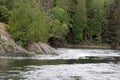 A shot of water running over rocks in a river. Royalty Free Stock Photo