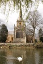 Holy Trininty Church, Stratford Upon Avon, Warwickshire, UK, with the River Avon in the Foreground. Royalty Free Stock Photo
