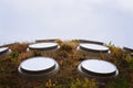 Solar roof panels on rooftop garden Royalty Free Stock Photo